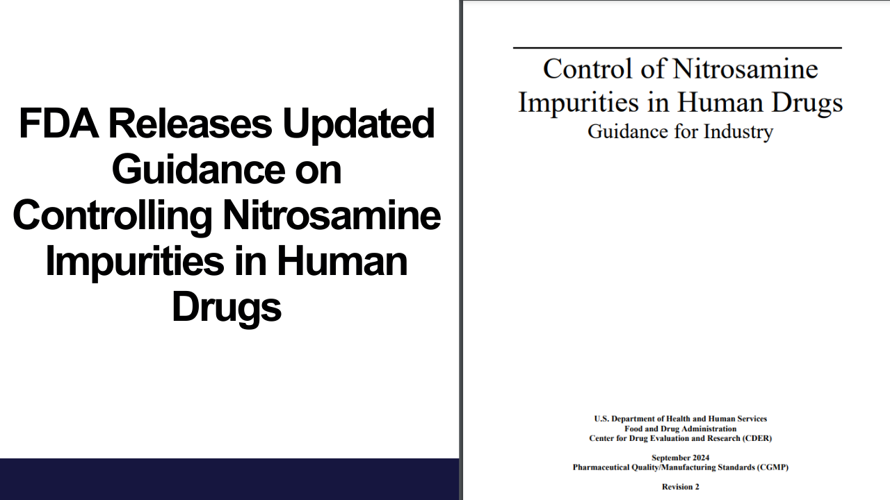 FDA Releases Updated Guidance on Controlling Nitrosamine Impurities in Human Drugs