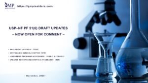 USP–NF PF 51(6) draft updates announced for November 2025, including revisions to chapters ⟨1225⟩ Analytical Lifecycle, ⟨1771⟩ Ophthalmic Products, ⟨1664.1⟩ and ⟨1664.3⟩ Leachables for OINDP and Eye Drops, and ⟨825⟩ Radiopharmaceutical Standards.